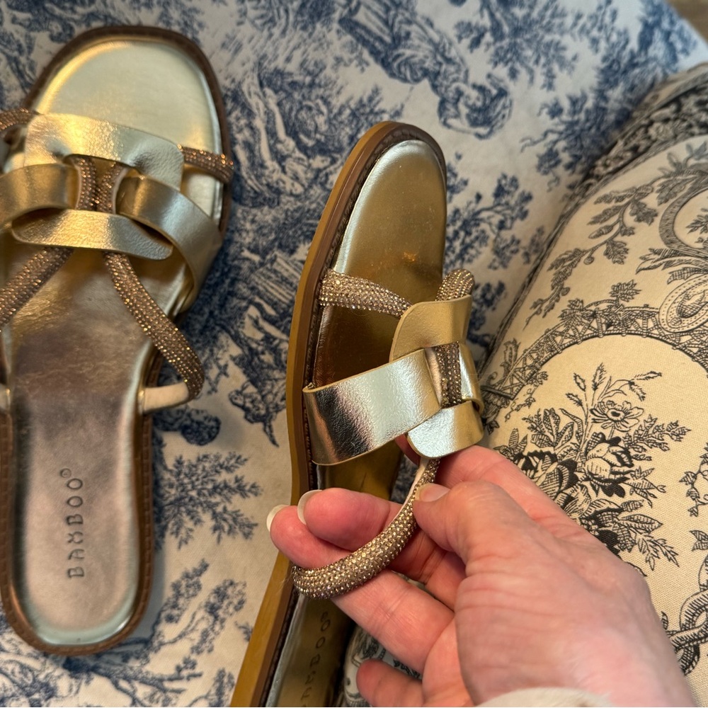 BAMBOO Metallic Gold Women's Sandals - Picture 2 of 2